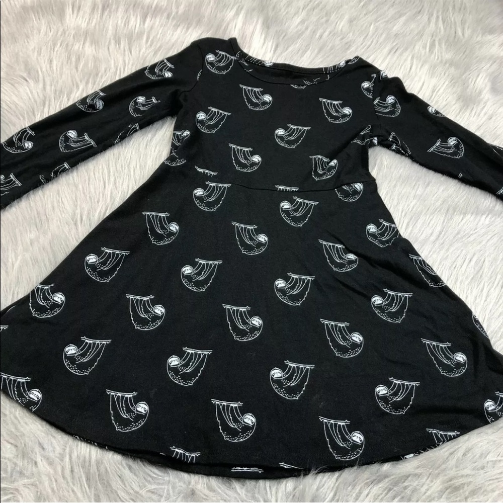 Cat & Jack Target Girls XS 4-5 Black White Sloth Dress